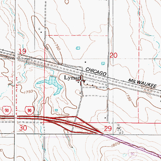 Topographic Map of Lyman, SD