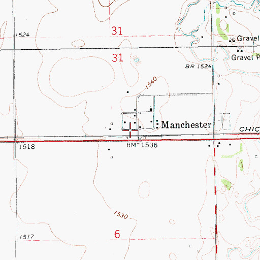 Topographic Map of Manchester, SD
