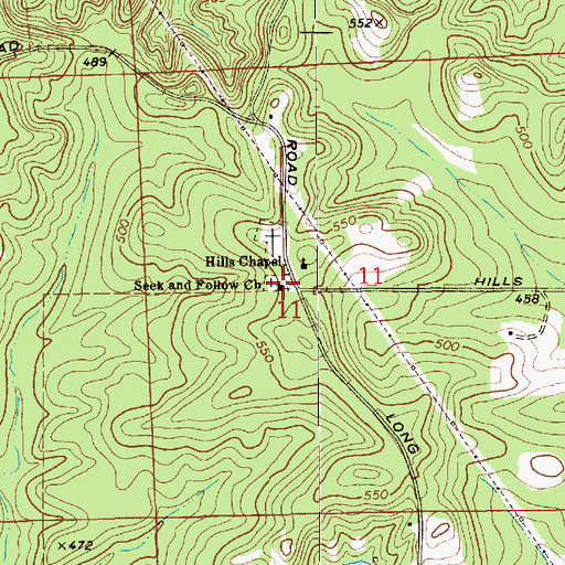 Topographic Map of Seek and Follow Church, AL