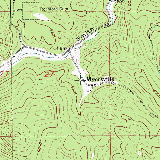 Topographic Map of Myersville, SD