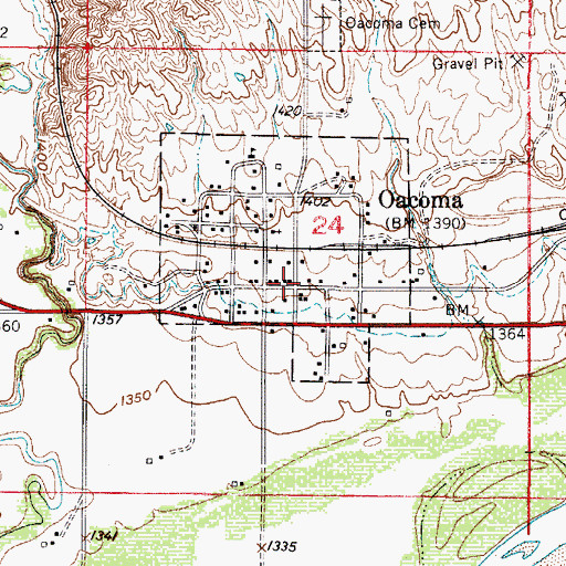 Topographic Map of Oacoma, SD