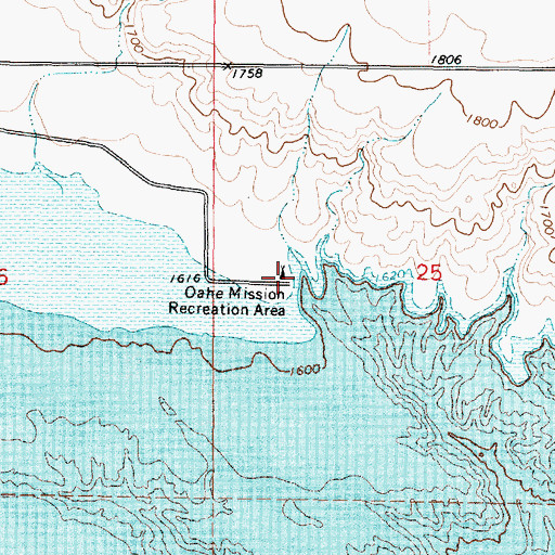 Topographic Map of Oahe Mission Recreation Area, SD