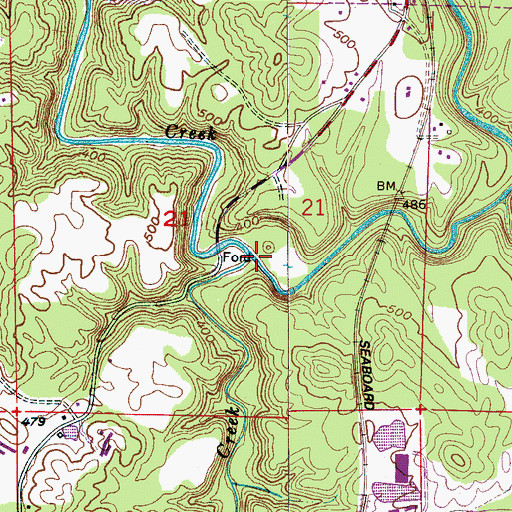 Topographic Map of Self Creek, AL