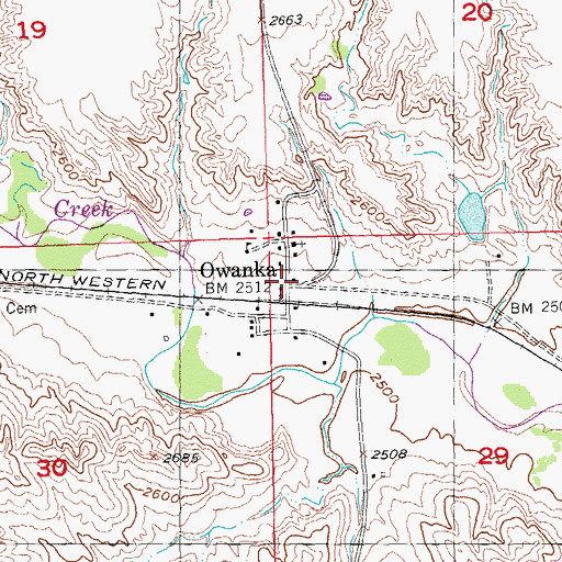 Topographic Map of Owanka, SD
