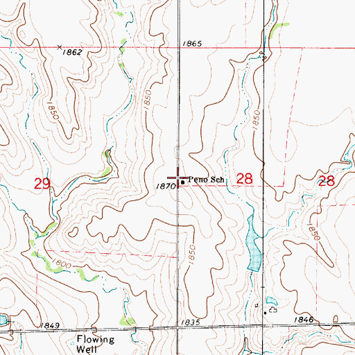 Topographic Map of Peno School, SD