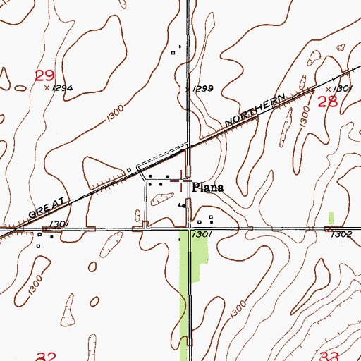 Topographic Map of Plana, SD