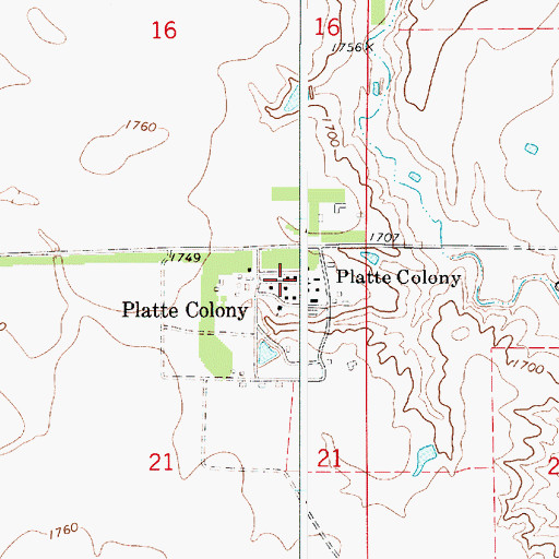 Topographic Map of Platte Colony, SD