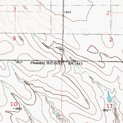 Topographic Map of Pleasant Hill School, SD