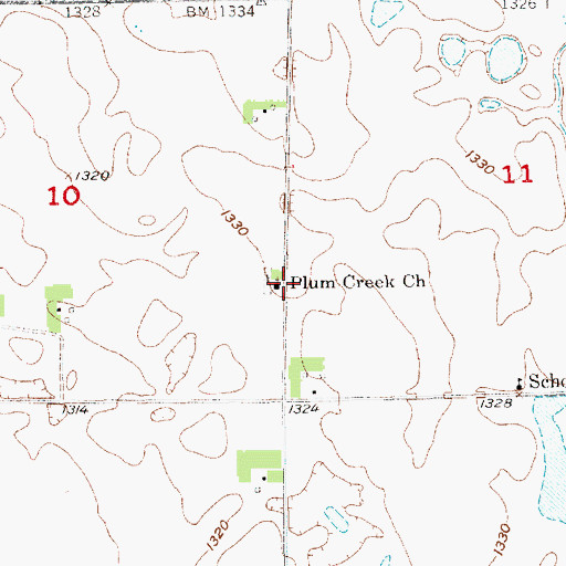 Topographic Map of Plum Creek Church, SD