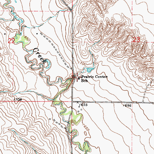 Topographic Map of Prairie Center School, SD