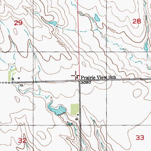 Topographic Map of Prairie View School, SD