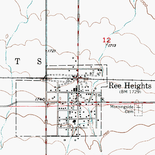 Topographic Map of Ree Heights, SD