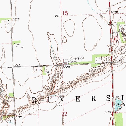 Topographic Map of Riverside - Barton Cemetery, SD