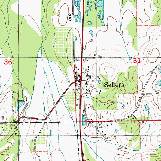 Topographic Map of Sellers, AL