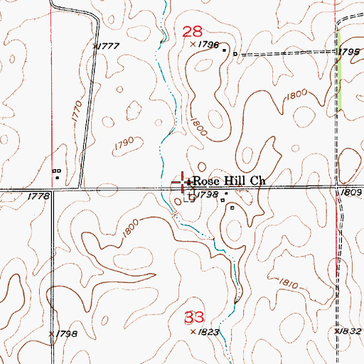 Topographic Map of Rose Hill Church, SD
