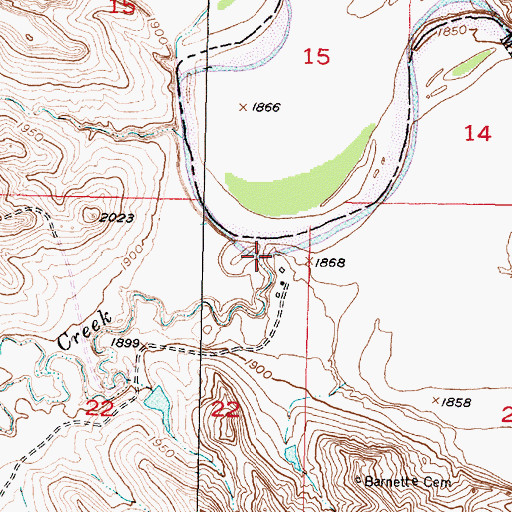 Topographic Map of Roundup Creek, SD