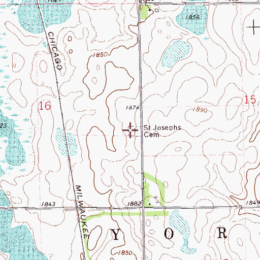 Topographic Map of Saint Joseph's Catholic Cemetery, SD