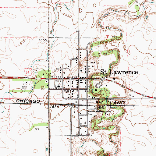 Topographic Map of Saint Lawrence, SD