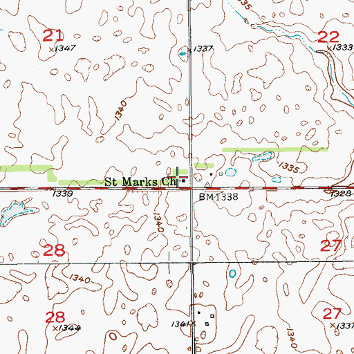 Topographic Map of Saint Marks Church, SD