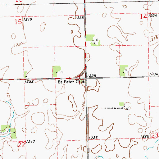 Topographic Map of Saint Peter Church, SD