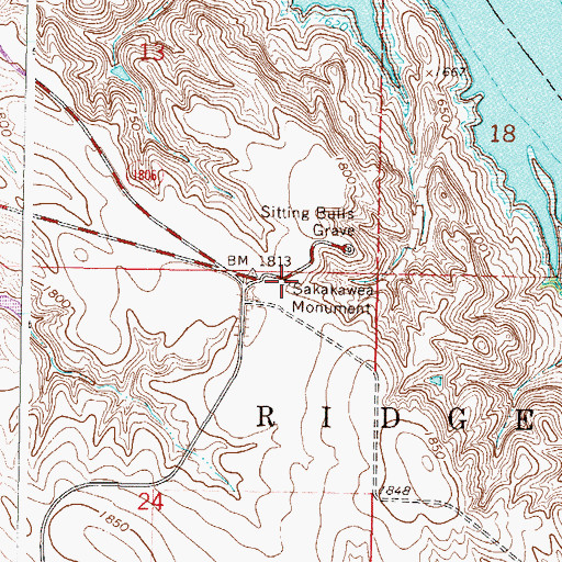 Topographic Map of Sakakawea Monument, SD