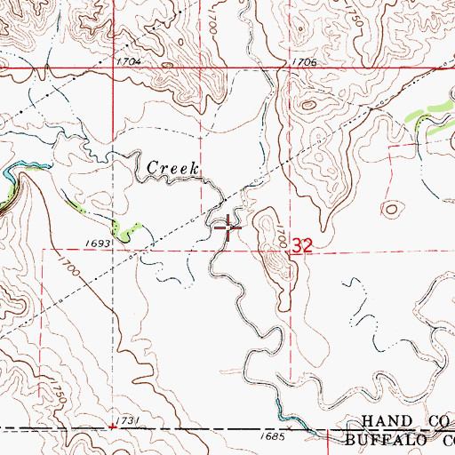 Topographic Map of Sand Creek, SD