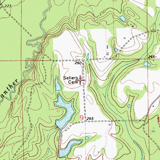 Topographic Map of Sellers Cemetery, AL