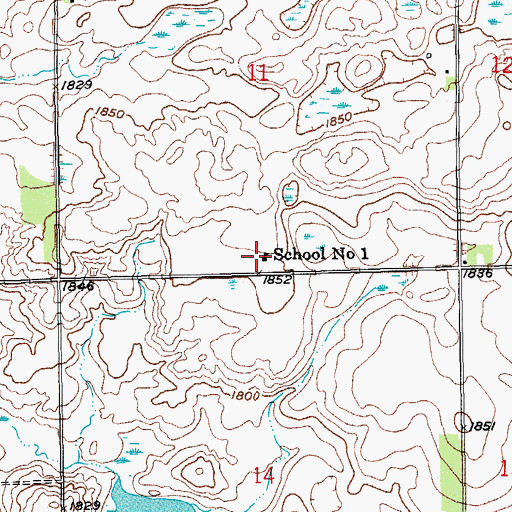 Topographic Map of School Number 1, SD