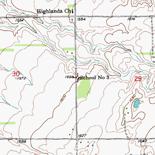 Topographic Map of School Number 3, SD