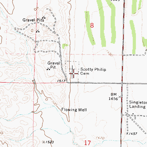 Topographic Map of Scotty Philip Cemetery, SD