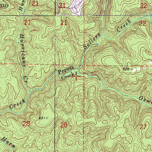 Topographic Map of Sellers Creek, AL