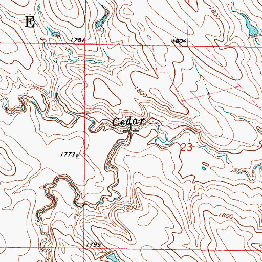 Topographic Map of South Branch Cedar Creek, SD