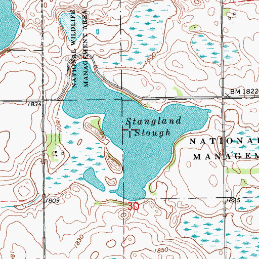 Topographic Map of Stangland Slough, SD