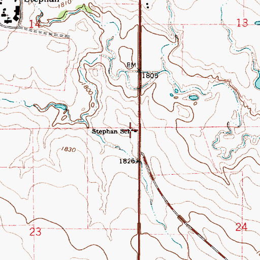 Topographic Map of Stephan School, SD