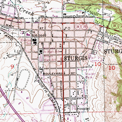 Topographic Map of Sturgis, SD