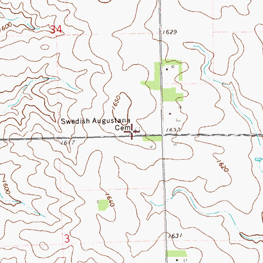 Topographic Map of Swedish Augustana Cemetery, SD