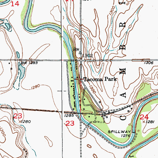 Topographic Map of Tacoma Park, SD