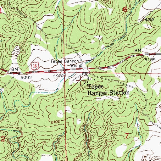 Topographic Map of Tepee Ranger Station, SD