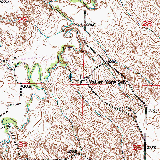 Topographic Map of Valley View School, SD