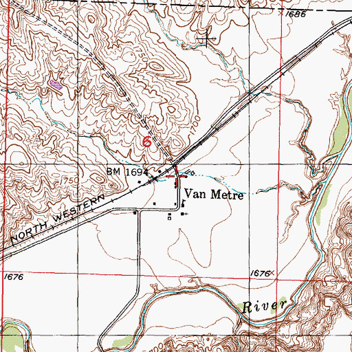 Topographic Map of Van Metre, SD