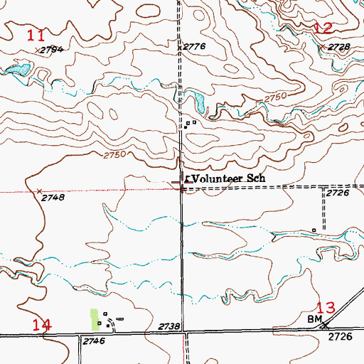 Topographic Map of Volunteer School, SD