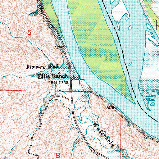 Topographic Map of Waterhole Creek, SD