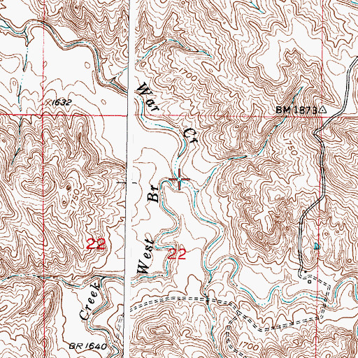 Topographic Map of West Branch War Creek, SD