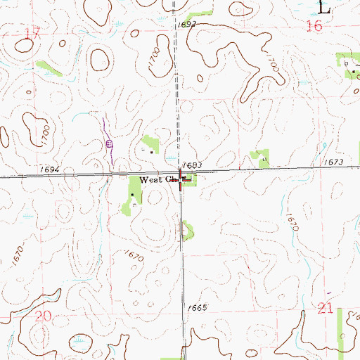 Topographic Map of West Church, SD