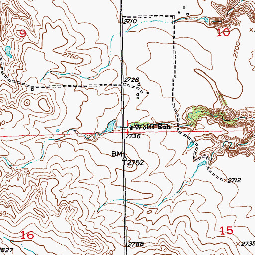 Topographic Map of Wolff School, SD
