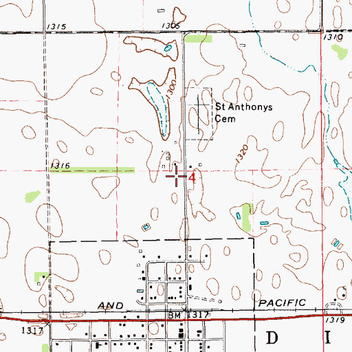 Topographic Map of Diana Cemetery, SD