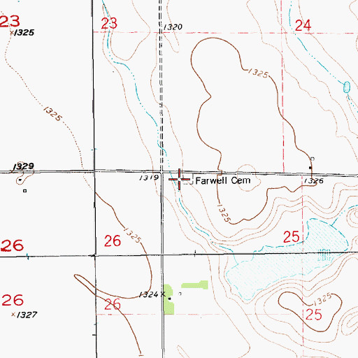 Topographic Map of Farwell Cemetery, SD