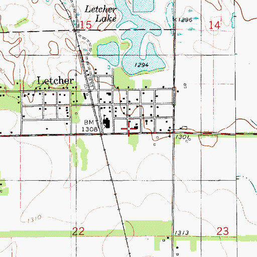 Topographic Map of Saint Scholastica Church, SD