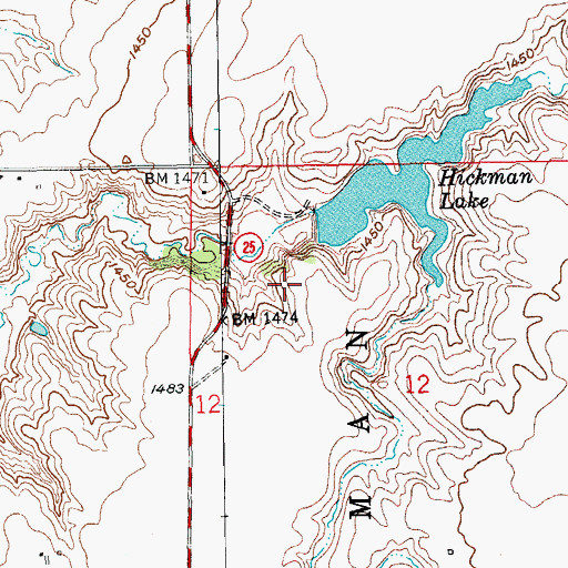 Topographic Map of Hickman Dam, SD