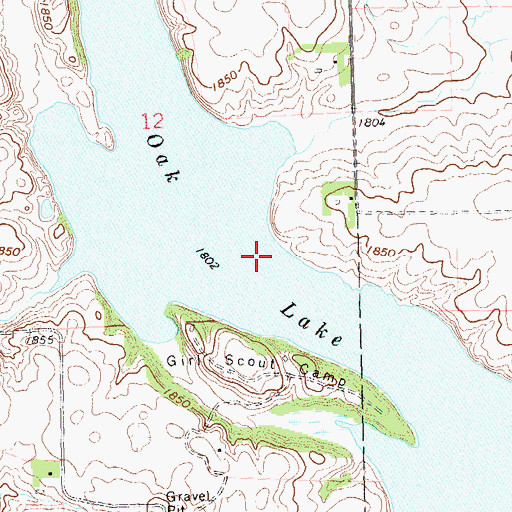 Topographic Map of Oak Lake Girl Scout Camp, SD